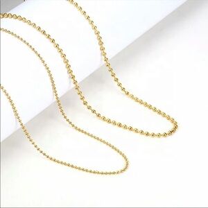 14K gold plated stainless steel steel ball beads chain necklace 16 inches